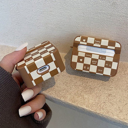 Brown Chessboard Airpods Case - AirPods