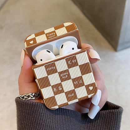 Brown Chessboard Airpods Case - AirPods