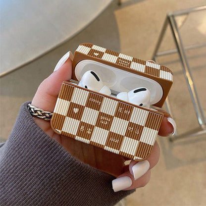 Brown Chessboard Airpods Case - AirPods