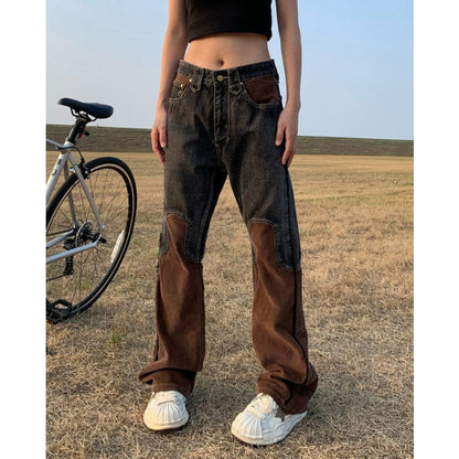 Brown Cowboy Wide Leg Jeans