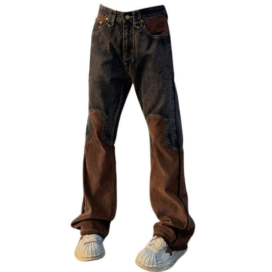 Brown Cowboy Wide Leg Jeans - S / Black/brown