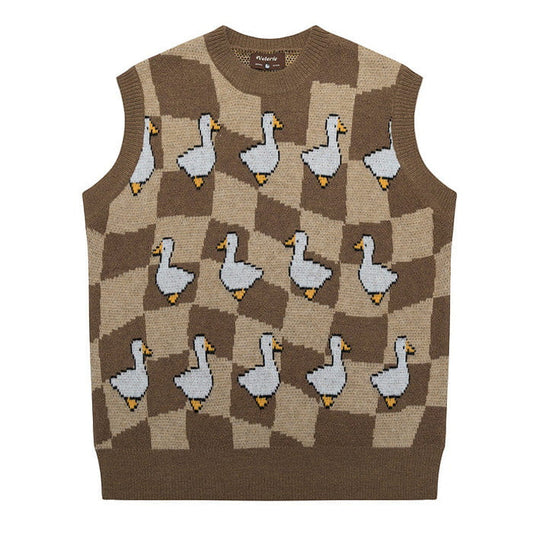 Brown Duck Knitted Vest - M