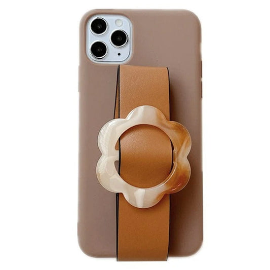 Brown Flower Wristband iPhone Case - 11 / IPhone