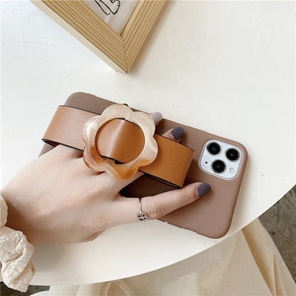 Brown Flower Wristband iPhone Case - IPhone