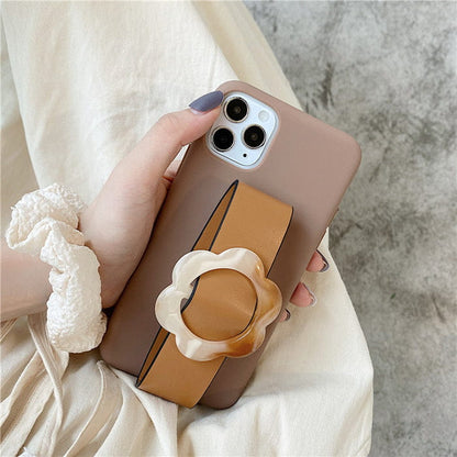 Brown Flower Wristband iPhone Case - IPhone