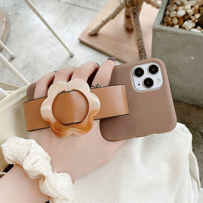 Brown Flower Wristband iPhone Case - IPhone