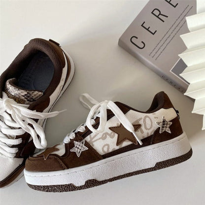 Brown Star Aesthetic Sneakers