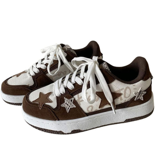 Brown Star Aesthetic Sneakers - EU36 (US6.0)