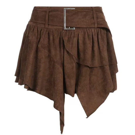 Brown Y2K Cord Skirt - S