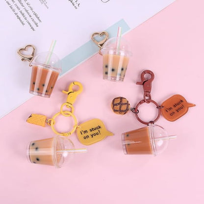 Bubble Tea Resin Keyring - Q114-01 - Yellow & Khaki