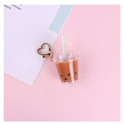 Bubble Tea Resin Keyring - Q114-01 - Yellow & Khaki