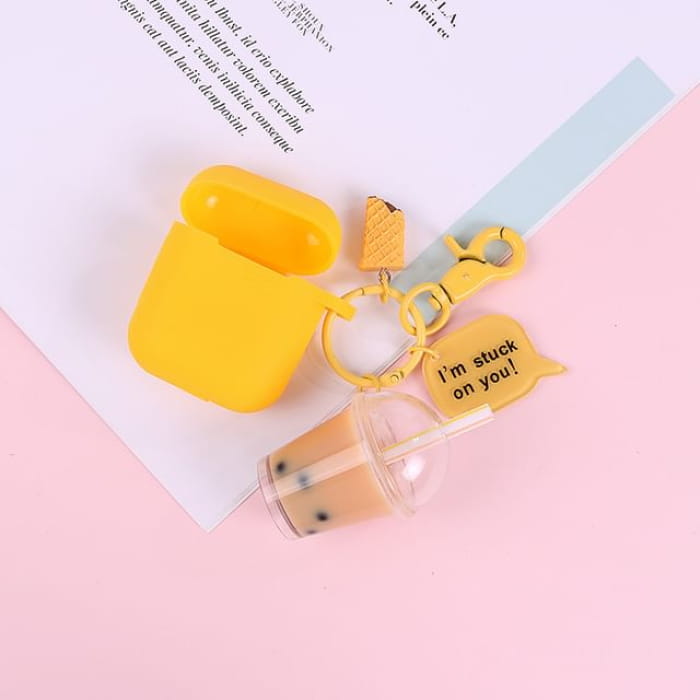 Bubble Tea Resin Keyring - Q114-01 - Yellow & Khaki