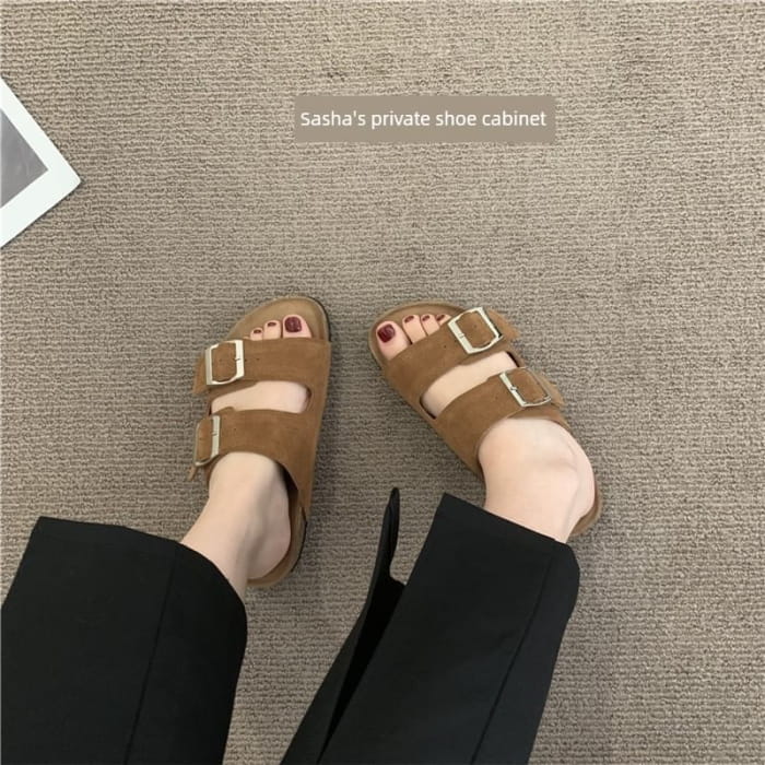 Buckled Faux Suede Sandals