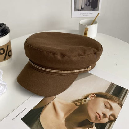 Buckled Newsboy Cap - Coffee / One Size