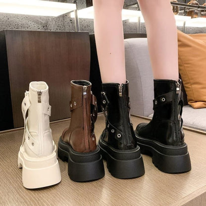 Buckled Platform Boots - Shoes