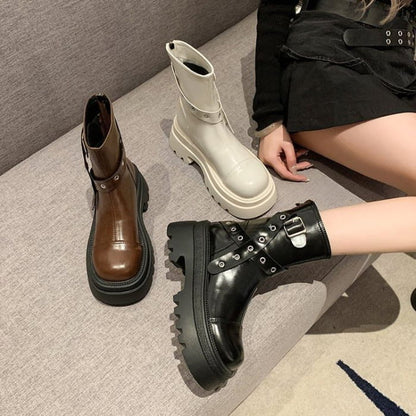 Buckled Platform Boots - Shoes