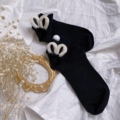 Bunny Ears Lolita Ankle Socks - Black / One size