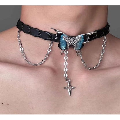 Butterfly Alloy Faux Leather Choker