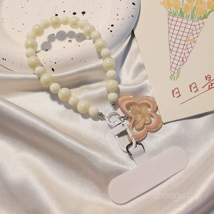 Butterfly Bead Phone Strap with Lanyard Pad - Accessories