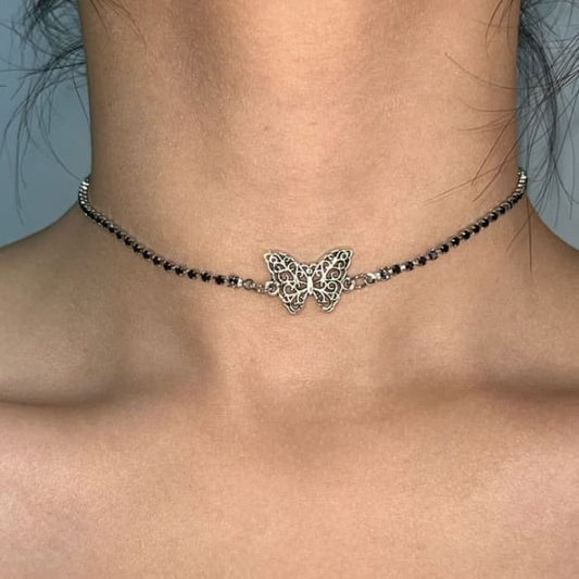 Butterfly Beaded Choker