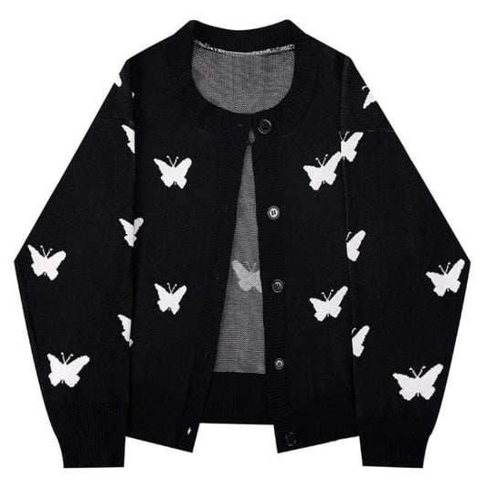 Butterfly Black Cardigan - Free Size