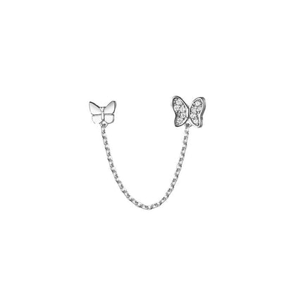 Butterfly Chained Alloy Stud Earring