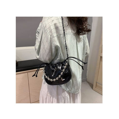 Butterfly Drawstring Chain Crossbody Bag