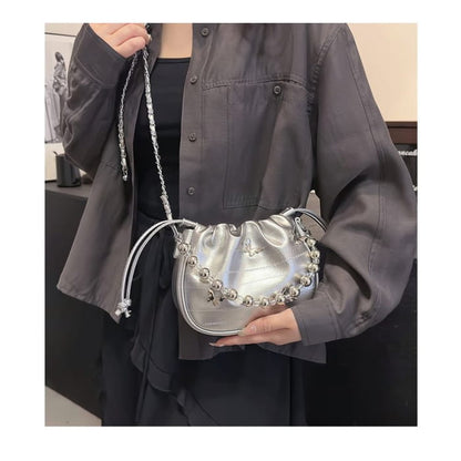 Butterfly Drawstring Chain Crossbody Bag