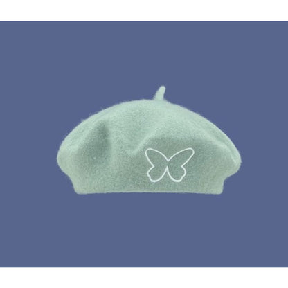 Butterfly Embroidered Beret