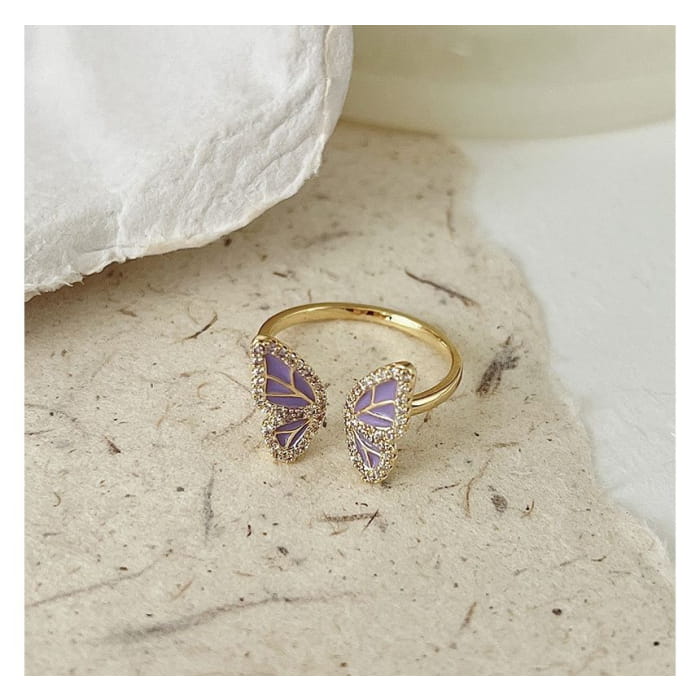 Butterfly / Faux Pearl Alloy Open Ring (various designs)