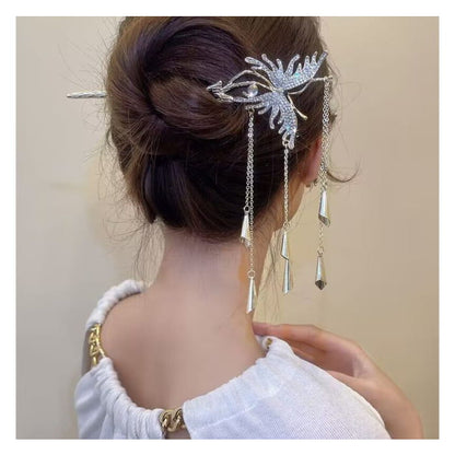 Butterfly Fringed Alloy Hair Stick / Clip - AM2023 - Silver