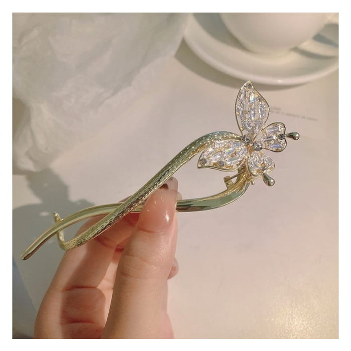 Butterfly Fringed Alloy Hair Stick / Clip - AM2023 - Silver