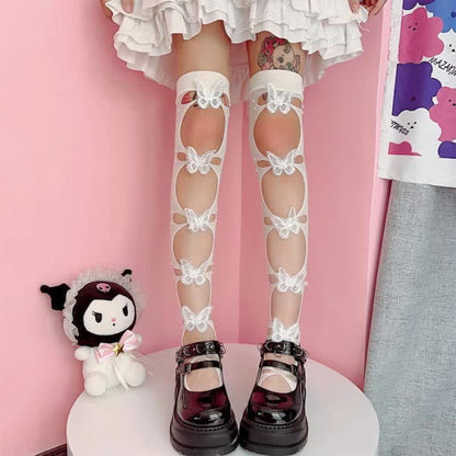 Butterfly Hollow Out Knee High Stockings