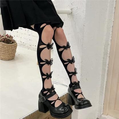 Butterfly Hollow Out Knee High Stockings