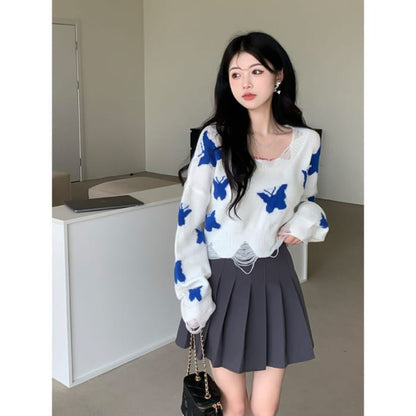 Butterfly Jacquard Knit Sweater