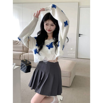 Butterfly Jacquard Knit Sweater