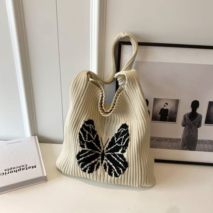 Butterfly Jacquard Knit Tote Bag Egirldoll