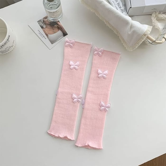 Butterfly Leg Warmers - Pink Bow - One Size - Socks