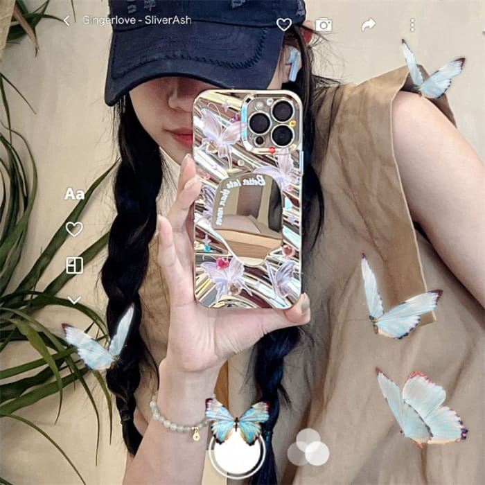 Butterfly Mirrored Phone Case - iPhone 15 Pro Max / 14 / 13