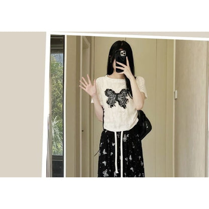 Butterfly Print High Waist Wide Leg Sweatpants