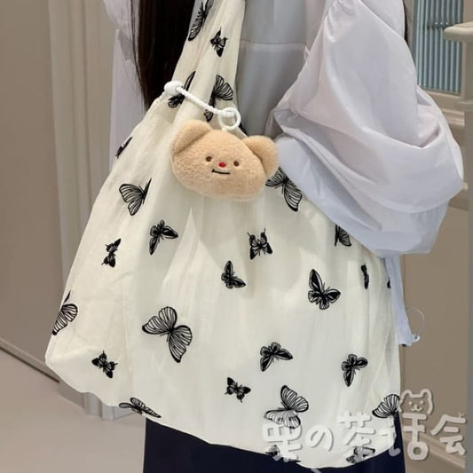 Butterfly Print Tote Bag / Charm / Set