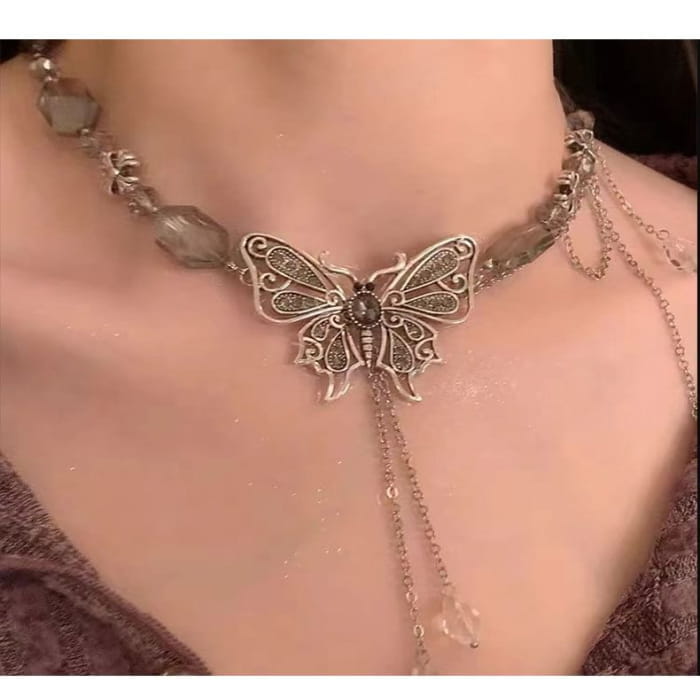 Butterfly Rhinestone Necklace