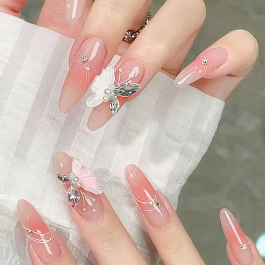 Butterfly Rhinestone Press On Nail - Accessories