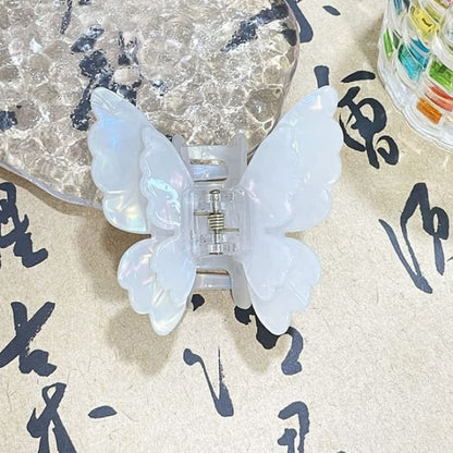 Butterfly Ribbon Hair Claw Clip - White / One Size