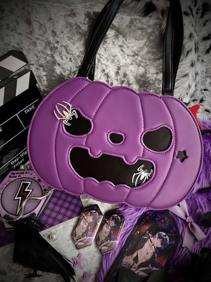 Halloween Purple Pumpkin Tote Bag - Free Size