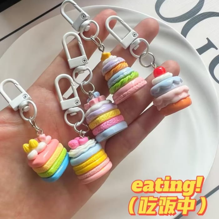 Cake Bag Charm Keyring (Various Designs) - Rainbow - Pink