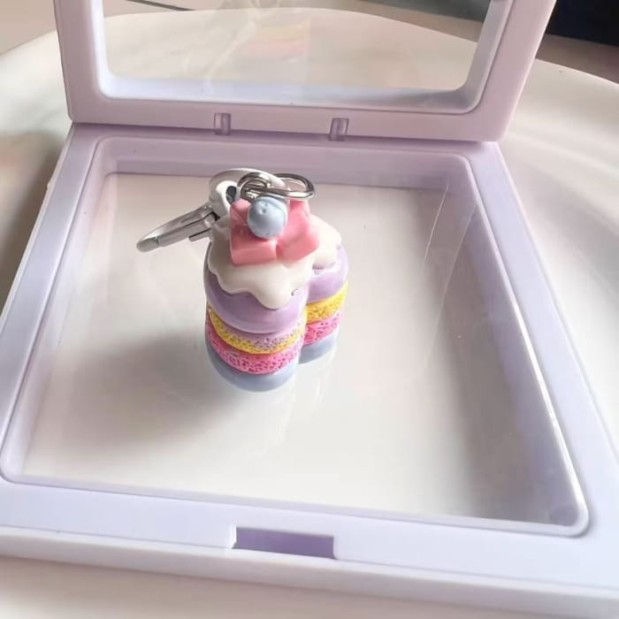 Cake Bag Charm Keyring (Various Designs) - Rainbow - Pink