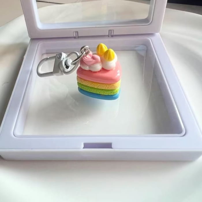 Cake Bag Charm Keyring (Various Designs) - Rainbow - Pink