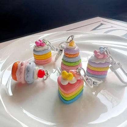 Cake Bag Charm Keyring (Various Designs) - Rainbow - Pink