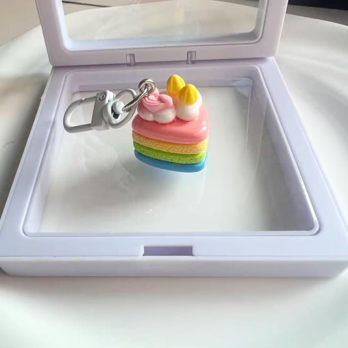 Cake Bag Charm Keyring (Various Designs) - Rainbow - Pink